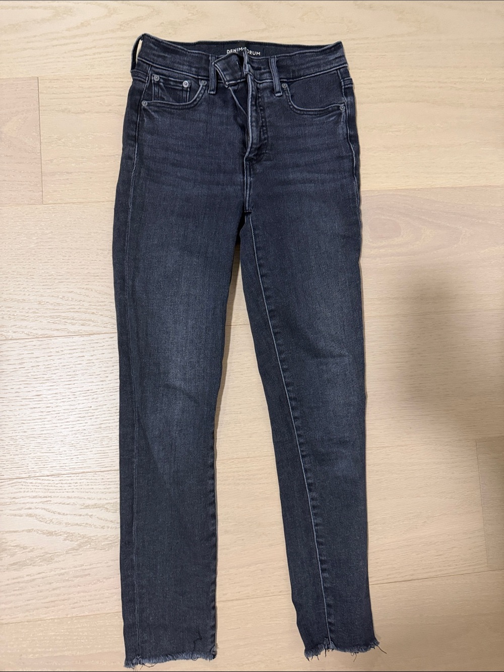 Denim Forum Black Washed High-Rise Skinny Jeans
